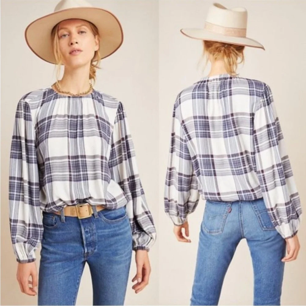 Cloth & Stone x Anthropologie Glacier Plaid Flannel Blouse